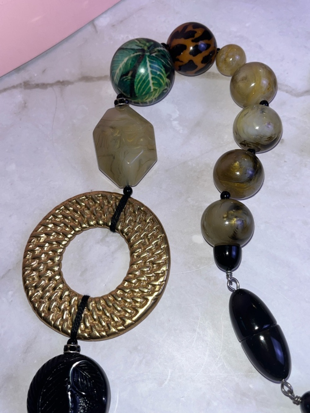 Vintage Angela Caputi Long Resin Necklace RARE HTF - Picture 4 of 15